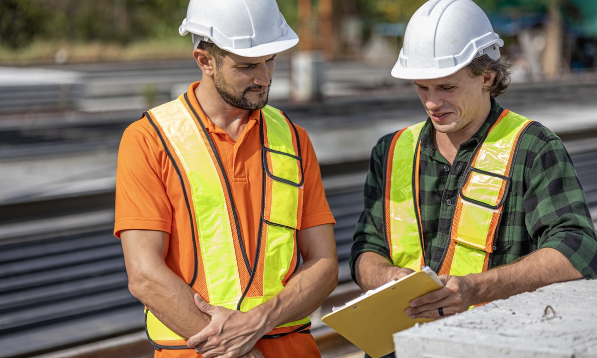 Reviewing plans on site. Every project is unique, unlike a repeatable logistics route.