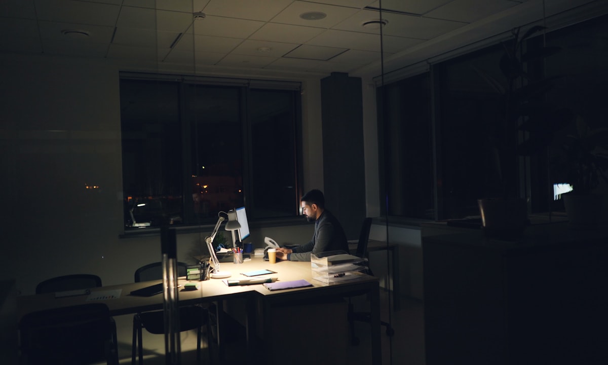 Working late alone. In most companies this size the AI knowledge sits in one person.